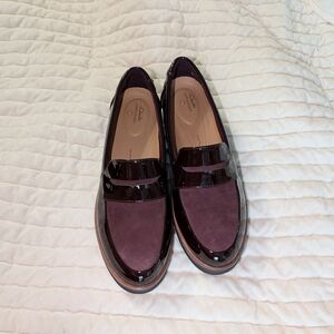 Clarks Burgundy Penny Loafers